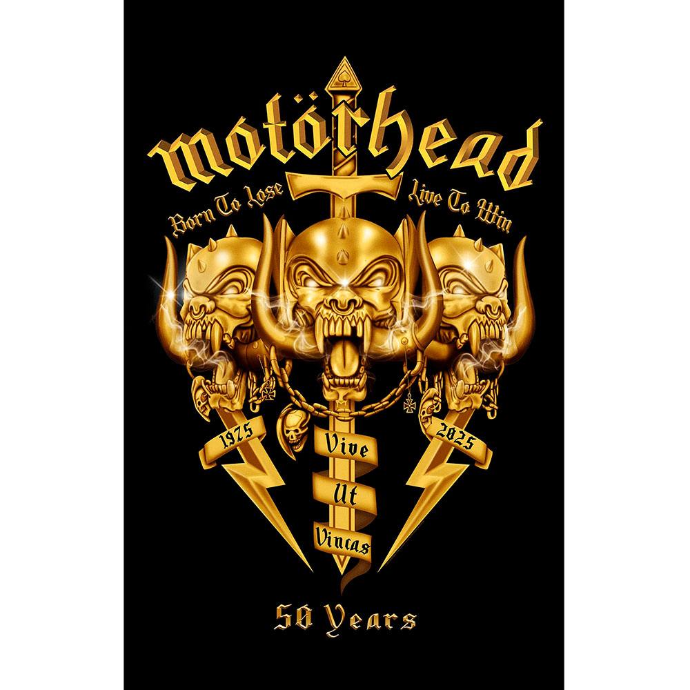 Motorhead - Core 50th Textiel Poster - Zwart/Goudkleurig